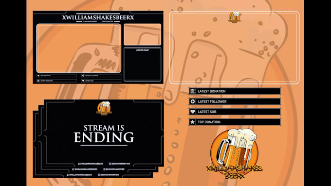design professional obs stream logo overlay pack for twitch and youtube