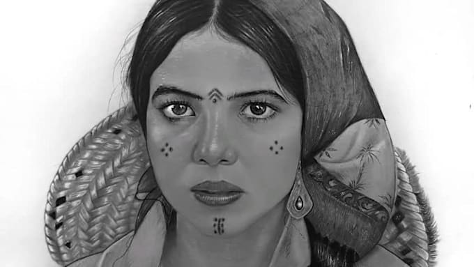 draw a custom realistic pencil portrait sketch from photo