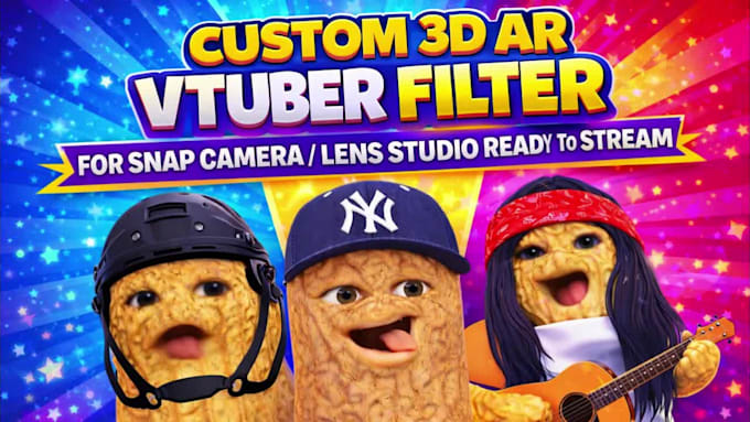 create a custom 3d ar vtuber filter for snap camera, lens studio ready to stream
