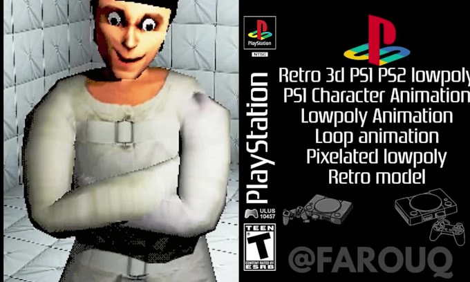 create retro 3d ps1 ps2 psx lowpoly animation, characters for games and vtuber
