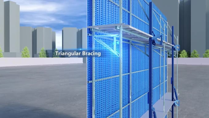 do 3d construction process video product assembly, mechanical system animation