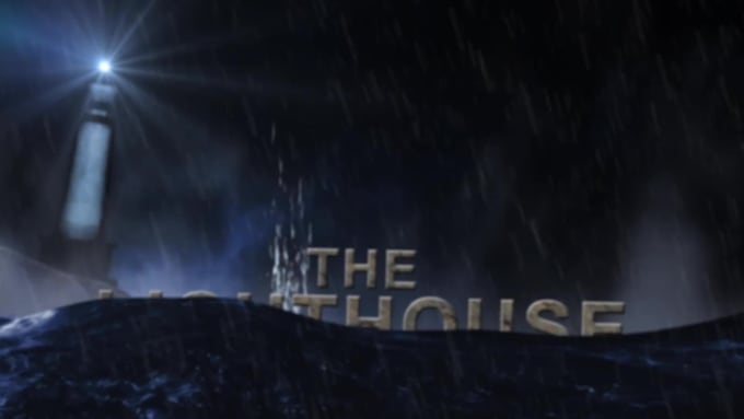 make scary stormy ocean lighthouse logo reveal intro