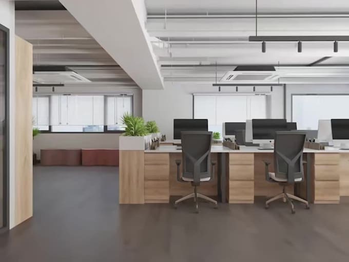 design and rendering corporate office interior, workspace, buiding