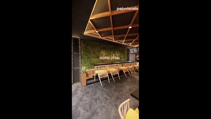Create a realistic 3d restaurant interior design render cafe and bar by ...