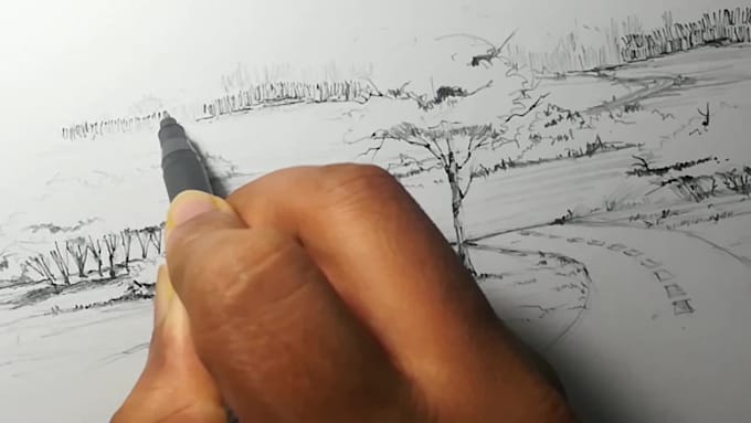 create unique landscape drawings and backgrounds