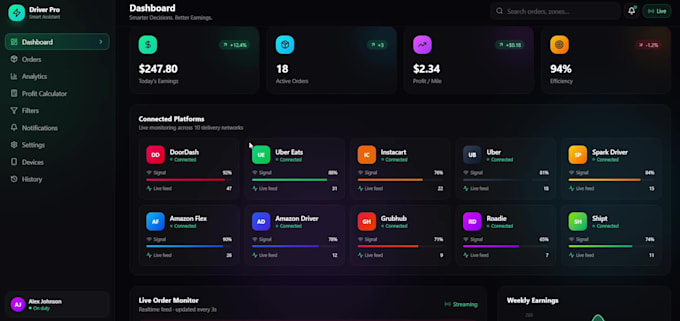 develop custom doordash, instacart, spark driver and uber order grabber bots