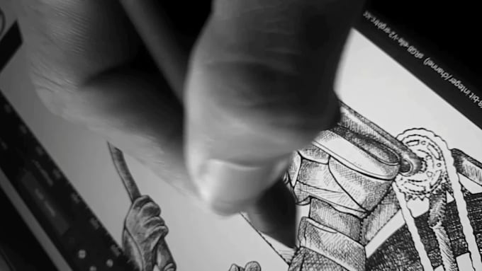 create hand drawn line art black and white from your picture or concept