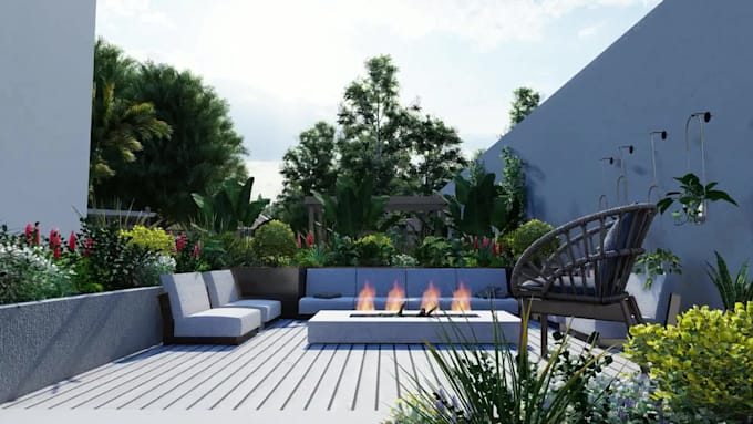do backyard landscape design, garden, pool, patio, fireplace, deck