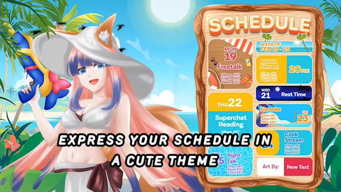 design vtuber schedule streaming for twitch and youtube