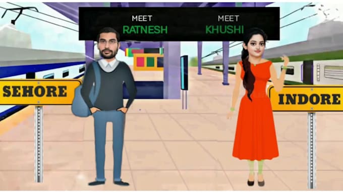 create a unique caricature wedding invitation video in just 10 dollar