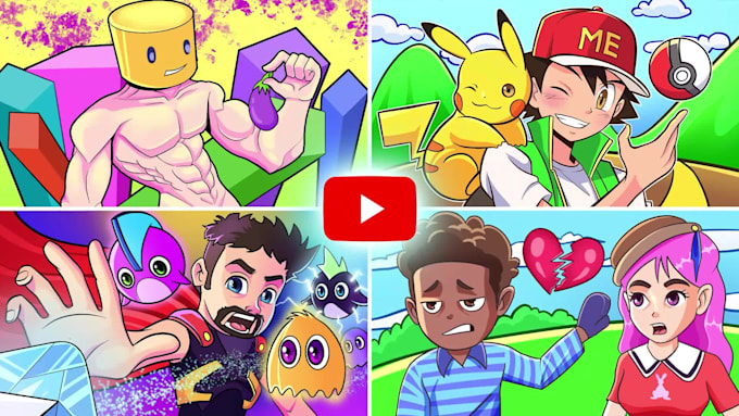 draw cartoon youtube thumbnail for your gaming channel