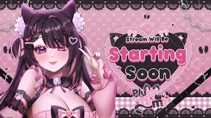 design amazing anime vtuber stream overlay twitch youtube