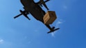 create a drop package promo with a helicopter