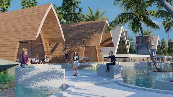 do 3d resort, villa and landscape design with photorealistic rendering