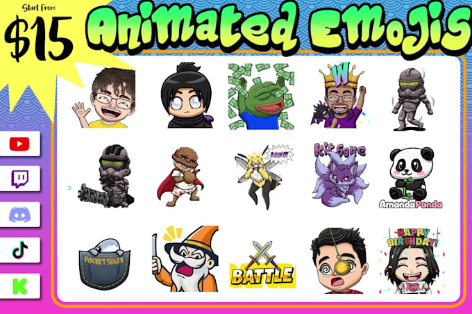 make animated twitch emotes, youtube emojis, discord, tiktok and kick