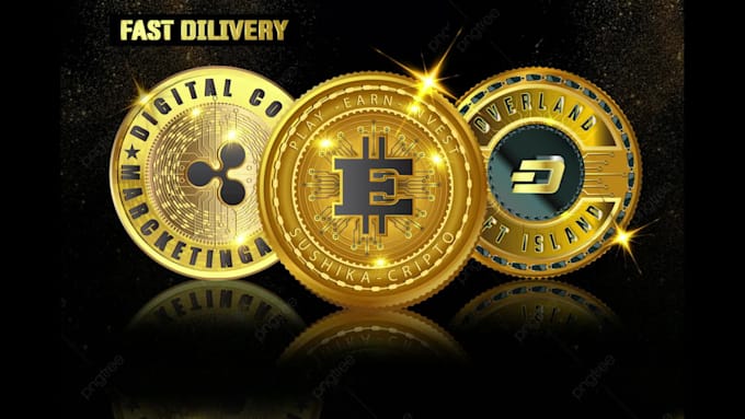 create crypto currency bitcoin token coin badge logo