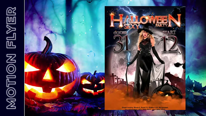 do animate motion graphics, halloween flyer, event flyer, party flyer