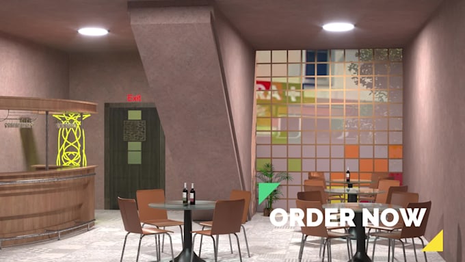 do professional 3d interior design, kiosk or shop