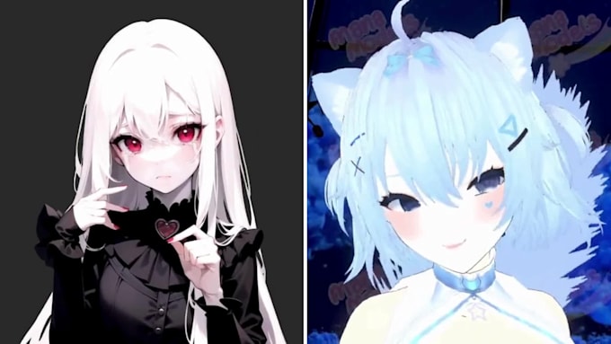 high quality 3d vrchat, anime, furry vtuber, vroid model