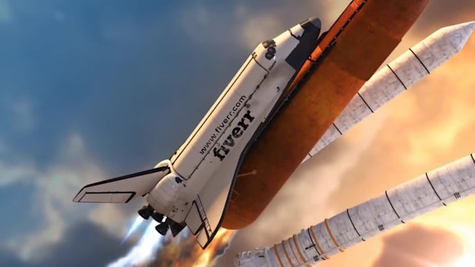 create space shuttle launch reveal logo animation