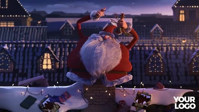 make a funny santa stuck on the roof merry christmas video