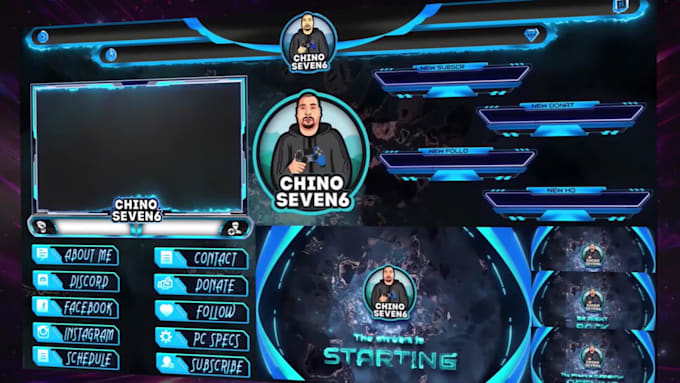 design professional animated twitch stream overlay package