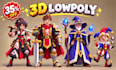 create 3d low poly character models, rigging, animation and game assets