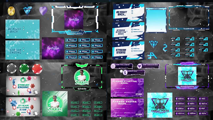 design a twitch overlay, animated stream package