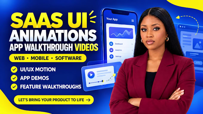 create saas UI animations and app walkthrough videos for your software