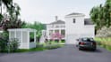 do exterior rendering, pool, porch by sketchup enscape