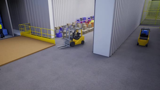 do 3d industrial animation factory process robotic industrial equipment workflow