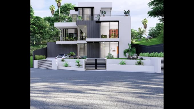design modern exterior, 3d modeling and rendering