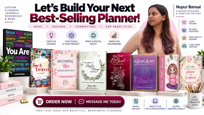 design digital planner printable journal for etsy amazon KDP in canva
