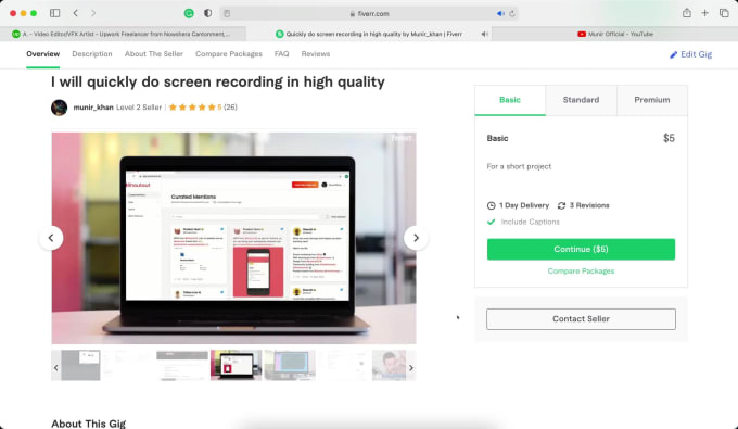 Hire a freelancer to quickly do screen recording in high quality