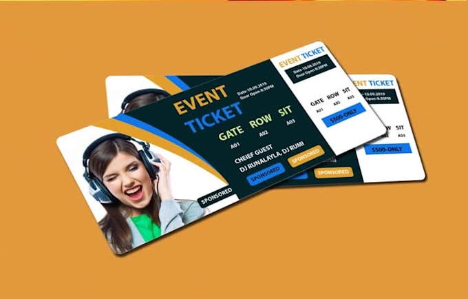 design event ticket, raffle ticket, ticket, postcard in 4hrs