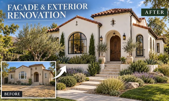 design facade and exterior renovation with realistic 3d rendering