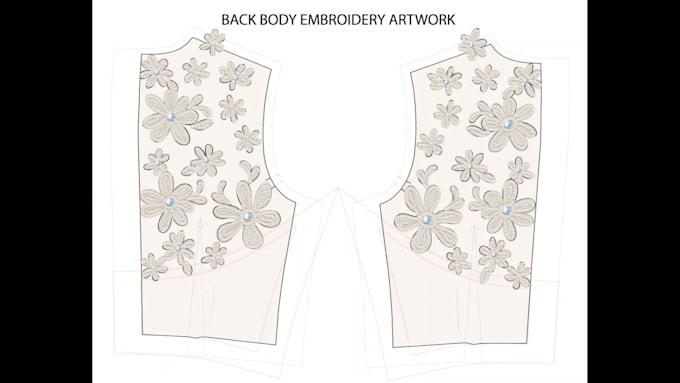 do embroidery and print artwork on sewing pattern for digitizing