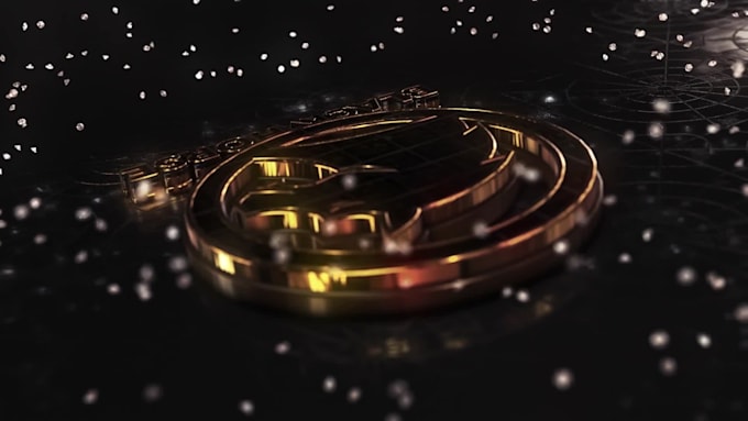 create a cinematic 3d gold and silver logo animation