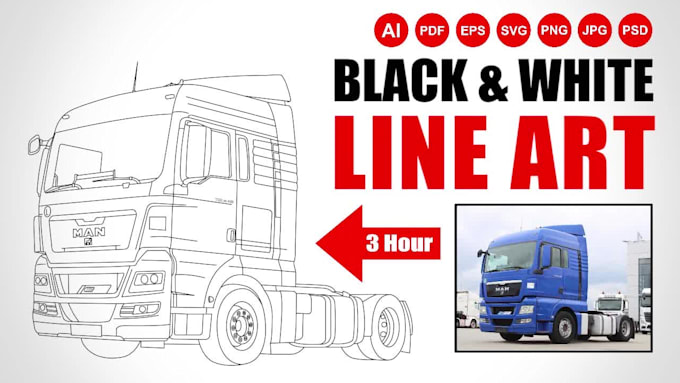 draw any image into vector line art illustration in 3 hours