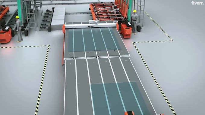 create 3d industrial animation and factory process video for technical product