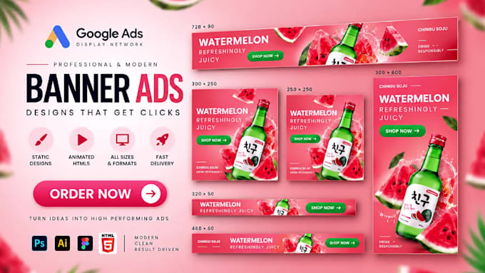design affiliate web banner ads, google banner ads or adroll