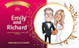 draw your cute cartoon caricature wedding card