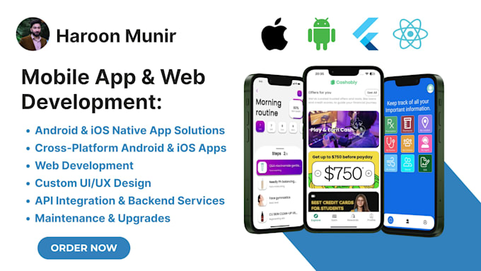 do mobile app development, ios app, android app creation, flutter app developer