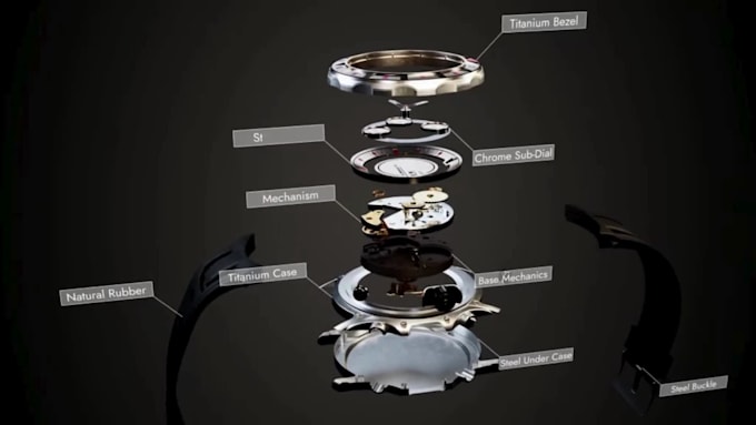 create a 3d watch animation, cgi product video and watch rendering watch model