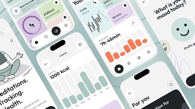 design mobile modern app UI and screenshots in figma
