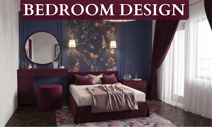 create a 3d render of your modern bedroom interior