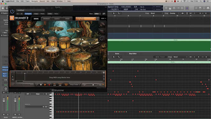 write or program midi drums for song or cover