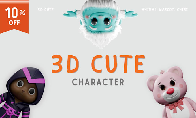 design 3d cute characters, animals, cartoon modeling for your mascot or 3d print