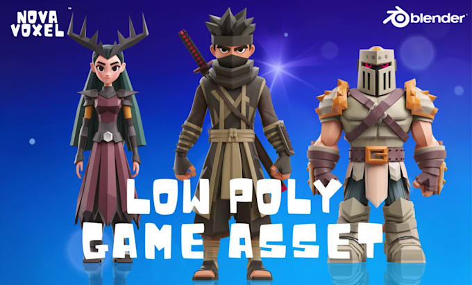 create low poly character modeling, rigging, and game assets