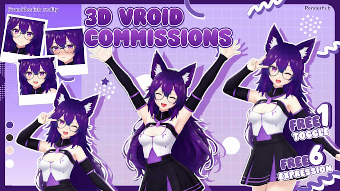 create 3d character models for vtuber, vrchat, vroid and anime